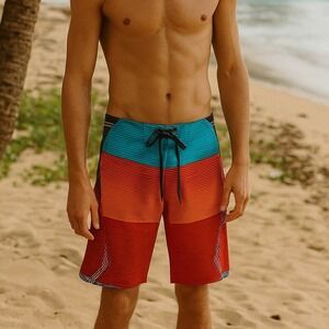 Billabong Platinum X Joel Parkinson Recycler Board Shorts Size 30 Beach Pool Red